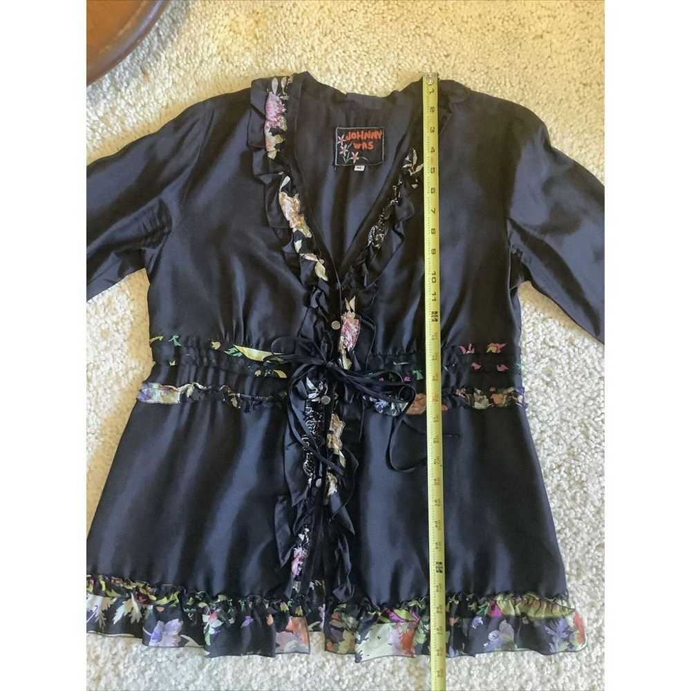 Johnny Was  Black Silk Shirt Size Medium - image 4