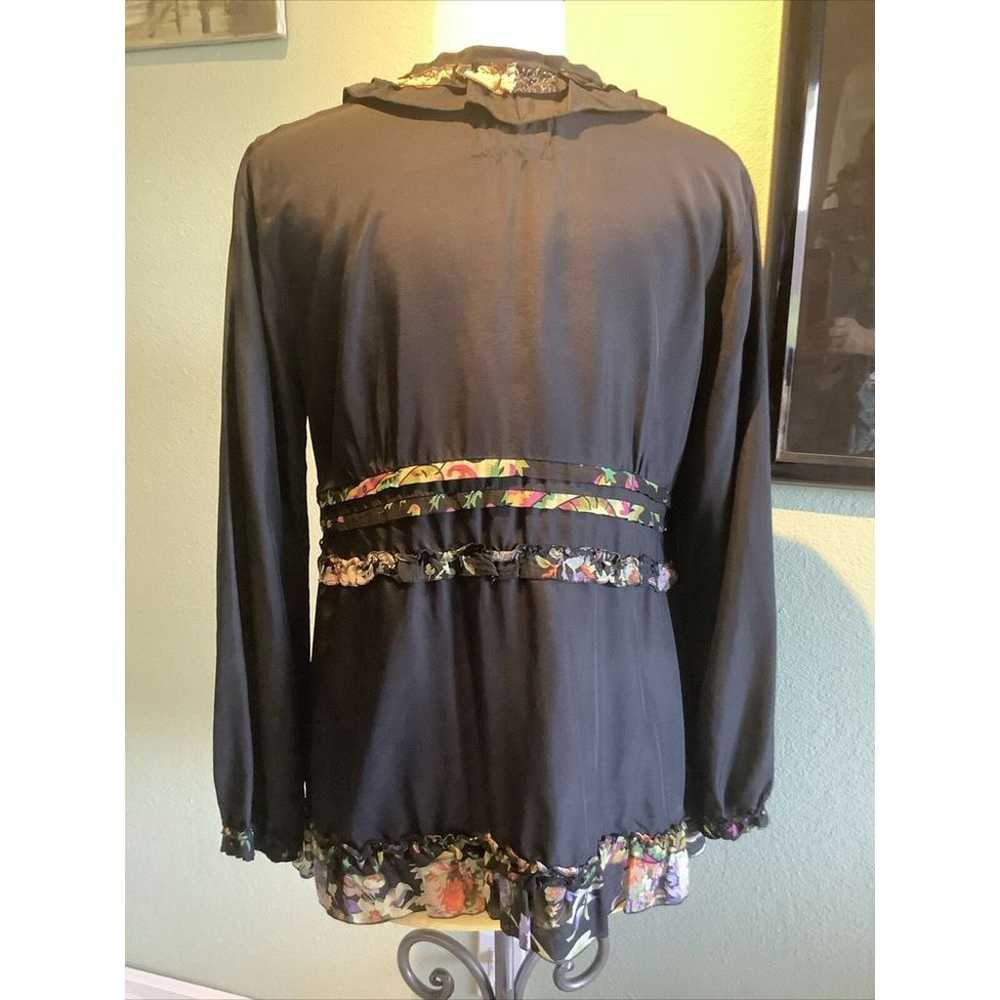 Johnny Was  Black Silk Shirt Size Medium - image 7