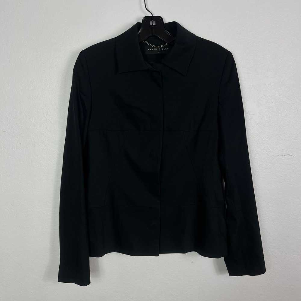 Karen Millen Black Wool blend button up collared … - image 1