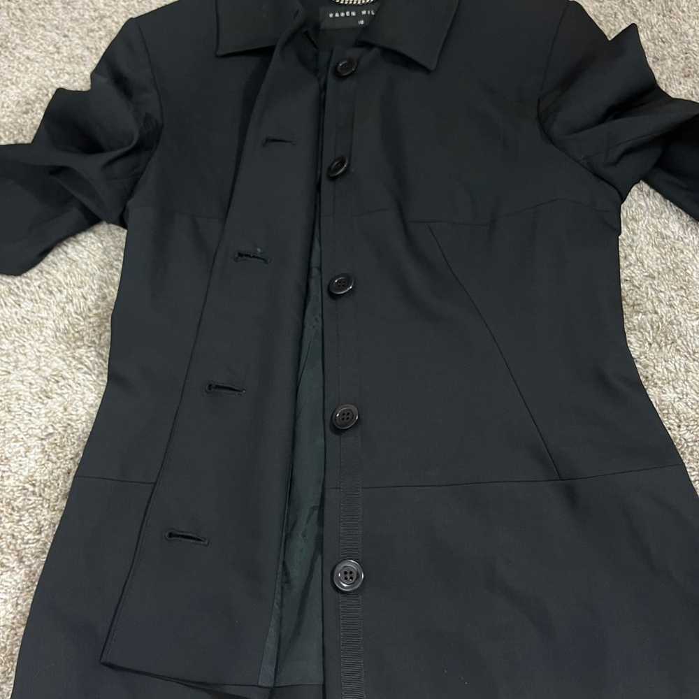 Karen Millen Black Wool blend button up collared … - image 3