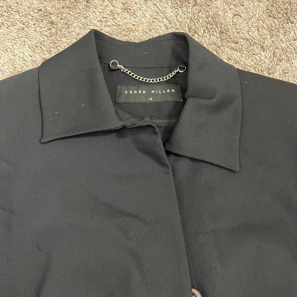 Karen Millen Black Wool blend button up collared … - image 9