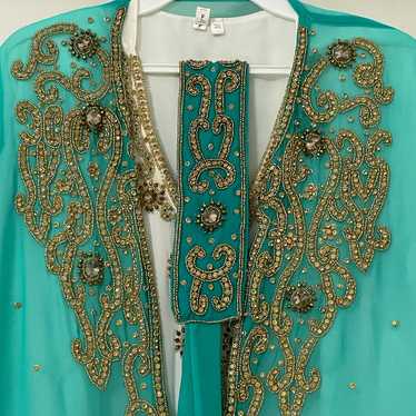 White and Teal Kaftan - image 1