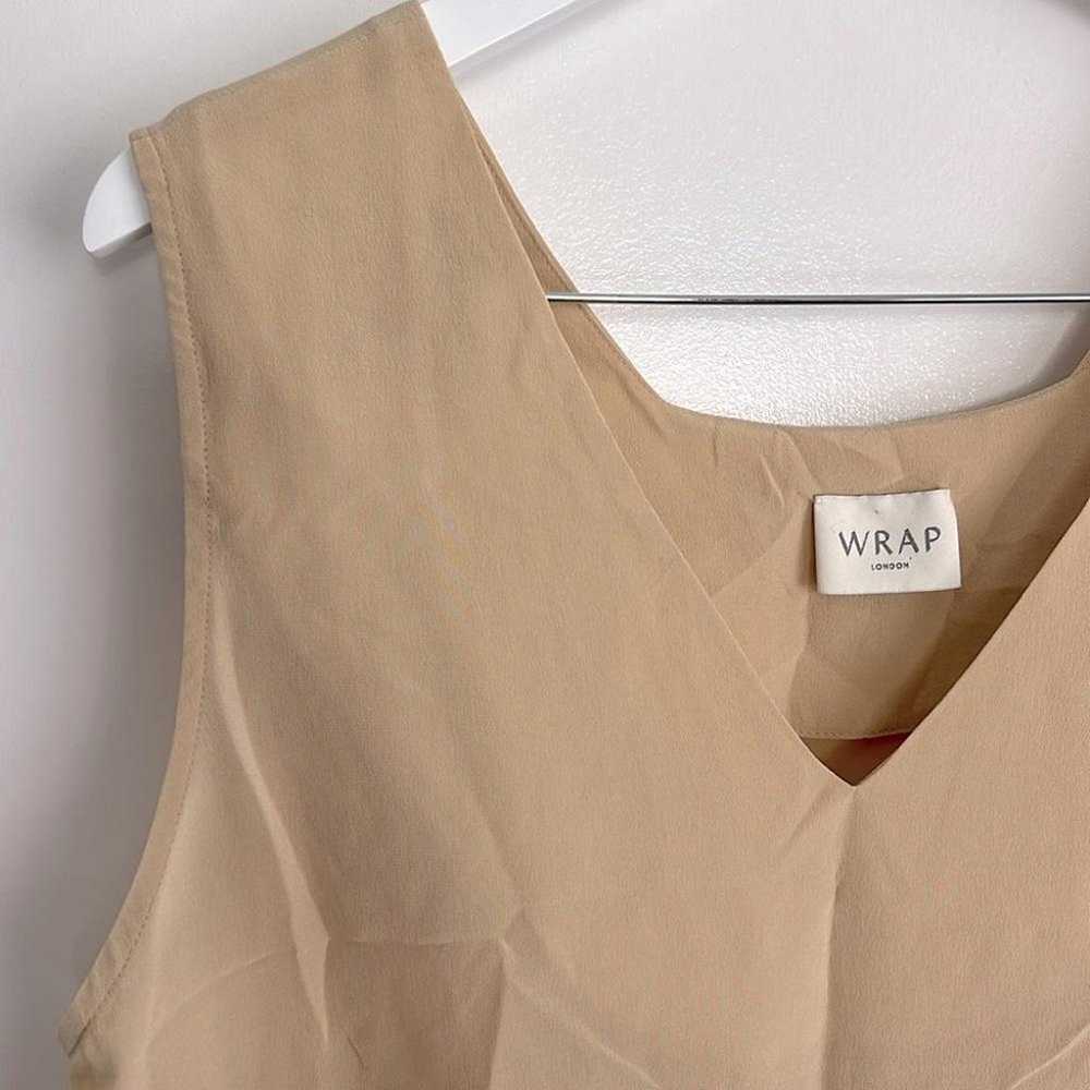 WRAP LONDON 100% Silk Tan Neutral V Neck Sleevele… - image 2