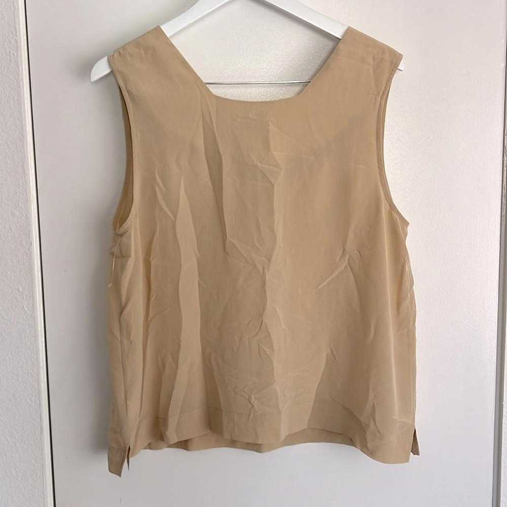 WRAP LONDON 100% Silk Tan Neutral V Neck Sleevele… - image 3