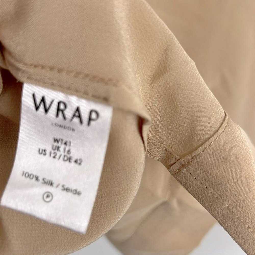 WRAP LONDON 100% Silk Tan Neutral V Neck Sleevele… - image 5