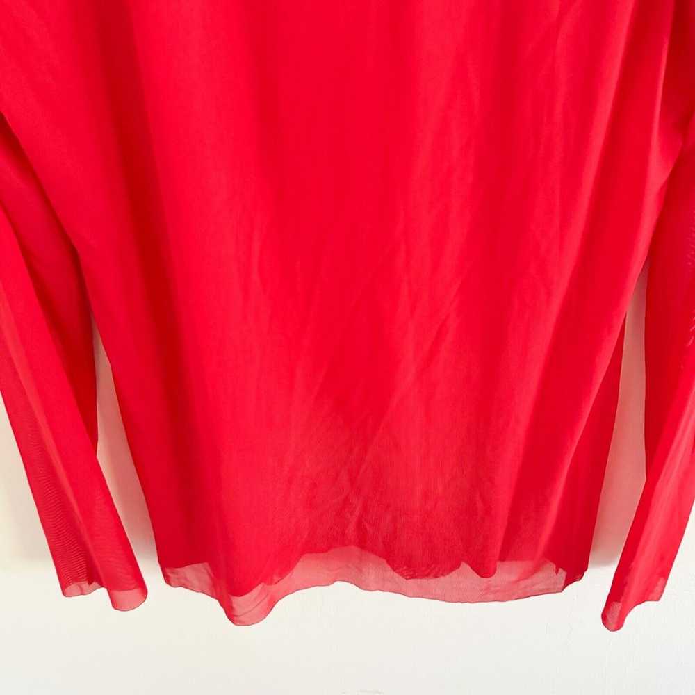 Ganni Red Mesh Turtleneck Blouse L - image 3