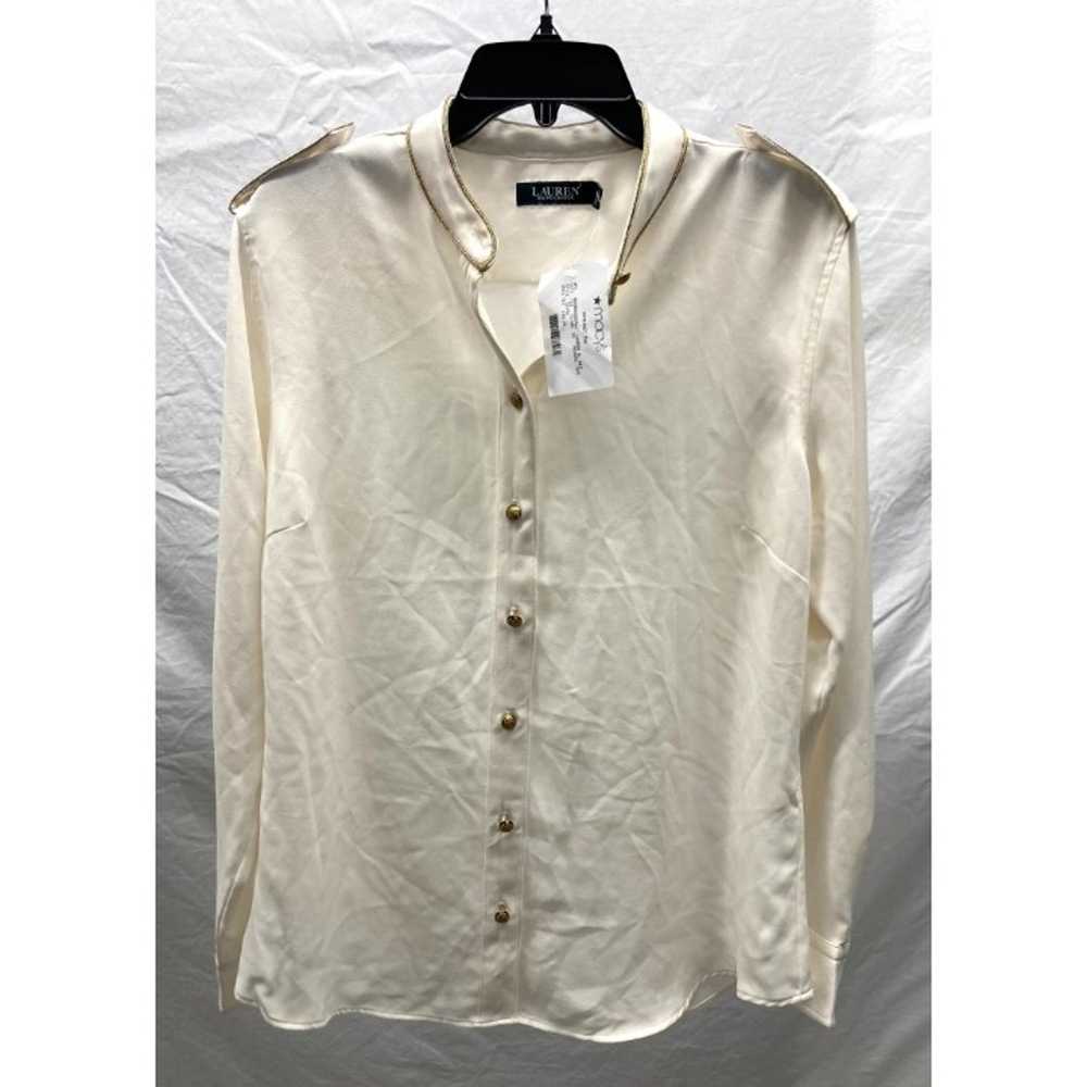 NEW Lauren Ralph Lauren Ivory w/ Metallic Gold Tr… - image 1