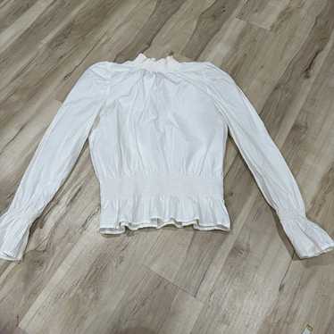 Women’s Frame Smocked Poplin Blouse in Blanc Size… - image 1