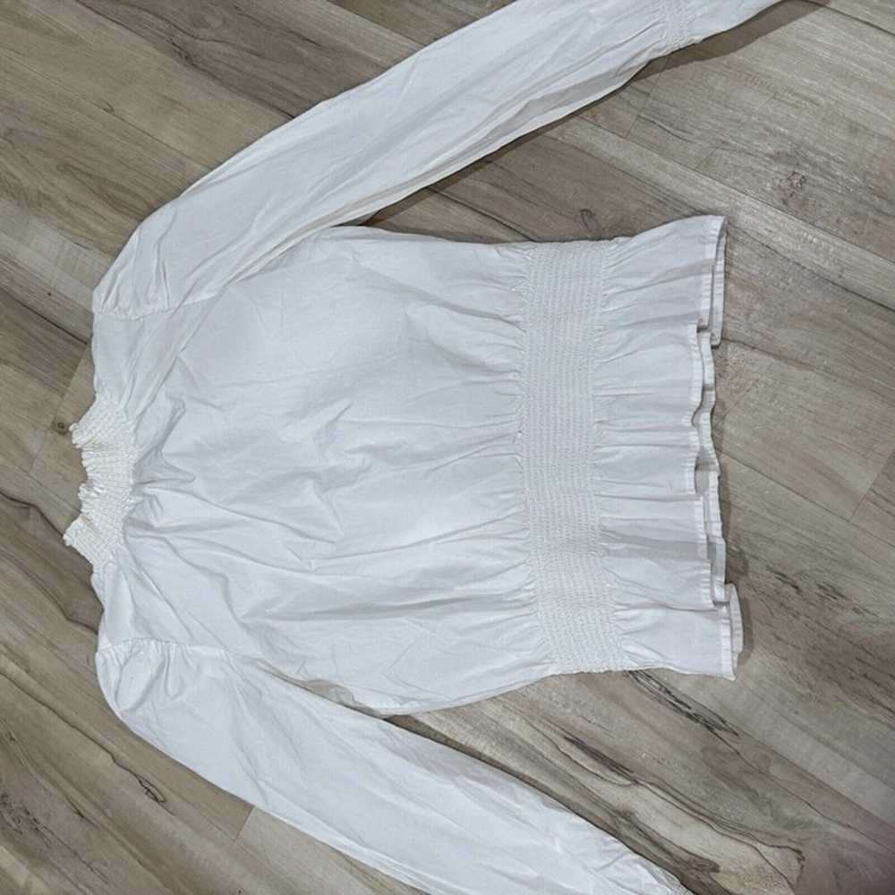 Women’s Frame Smocked Poplin Blouse in Blanc Size… - image 2