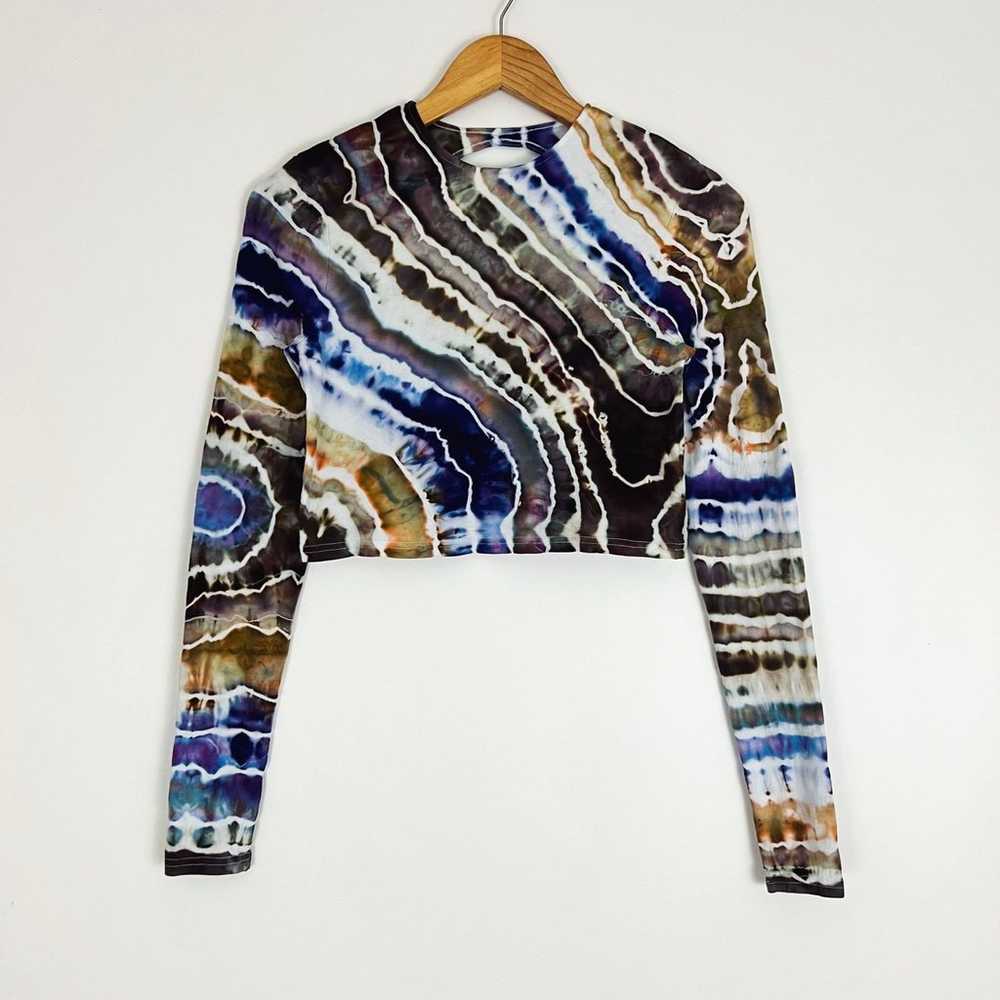 NEW Hand-Dyed Geode Cut-Out Crop Top | Size S - image 6