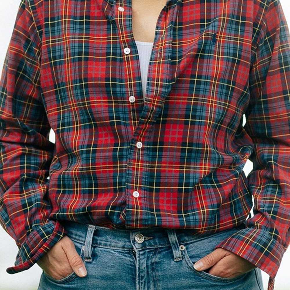 RARE RALPH LAUREN Red Plaid Button Shirt Small - image 4