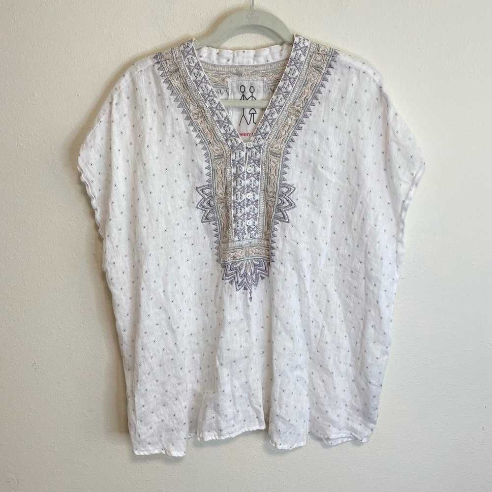 Johnny Was Women's Top Embroidered Linen Boho Art… - image 1