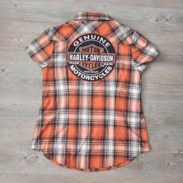 Harley Davidson Rhinestone Logo Grunge Shirt