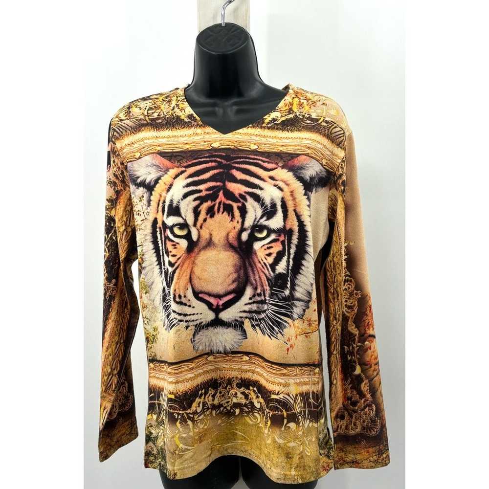 NWOT Just Cavalli Women's Tiger Long Sleeve Shirt - image 1