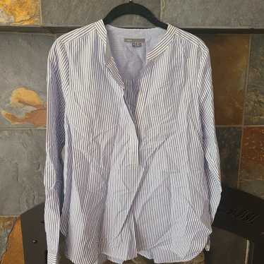 Vince Half Placket Pinstriped button-down