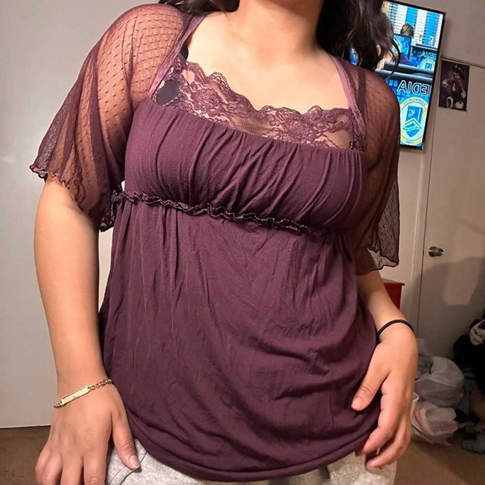 2000s moda milkmaid style purple top - image 1