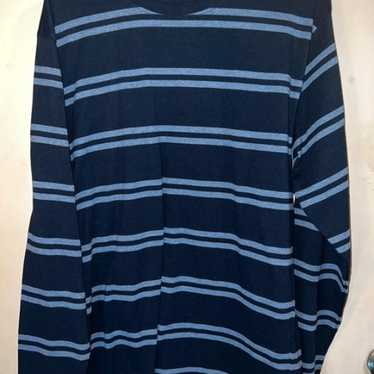 Stafford Long Sleeve Blue Striped Unisex Shirt Me… - image 1