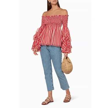 CAROLINE CONSTAS Red & White Alessandra Off-The-Sh