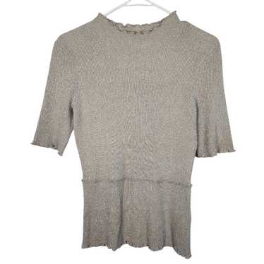 3.1 PHILLIP LIM Ribbed Metallic Stretch Top Neutr… - image 1