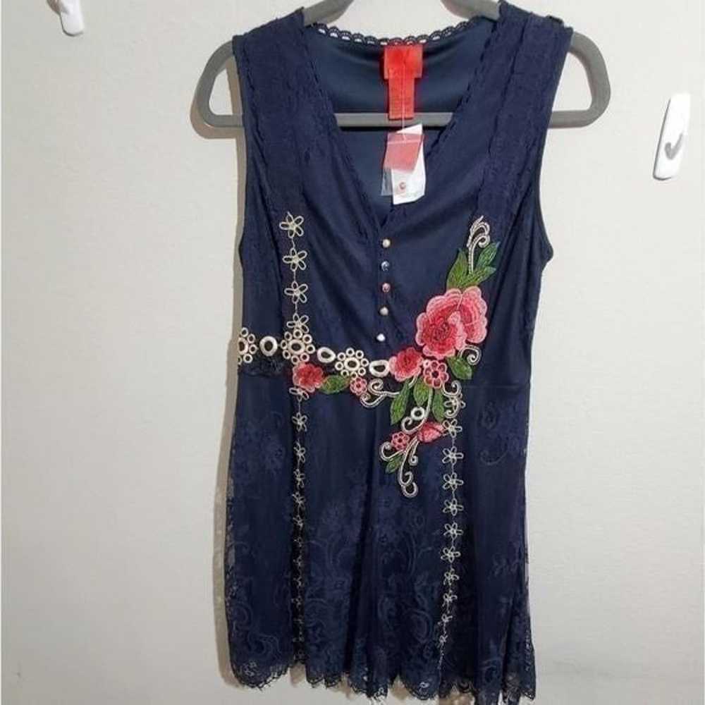 NEW V Christina floral embroidered lace tunic med - image 4