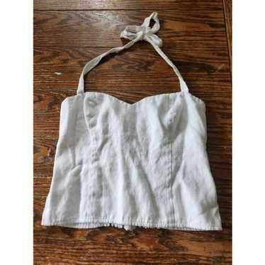 Reformation Jenna White linen top sz 8 - image 1