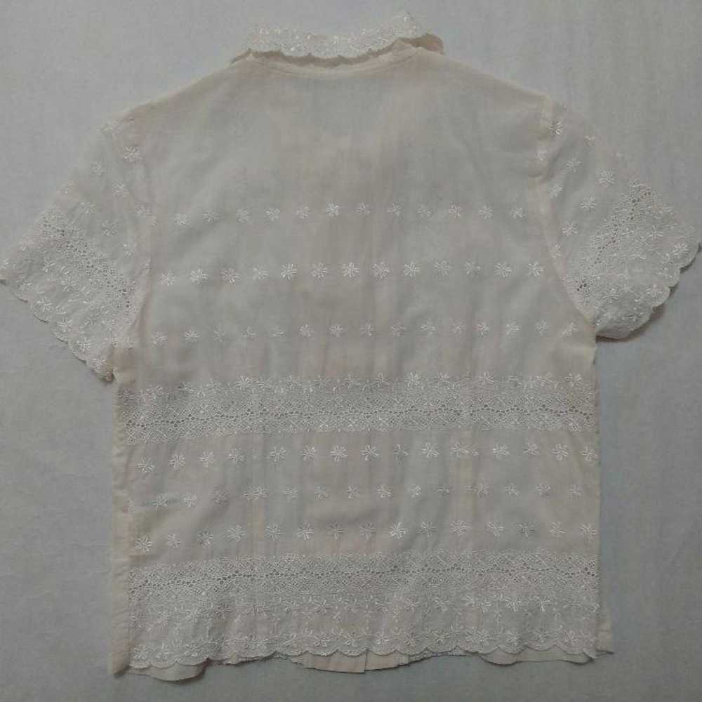 Jane Marple Lace Blouse Short Sleeves Beige - image 2