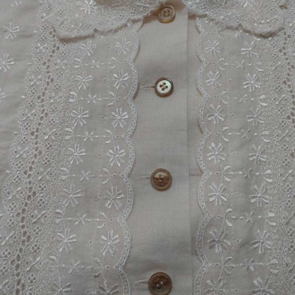 Jane Marple Lace Blouse Short Sleeves Beige - image 3