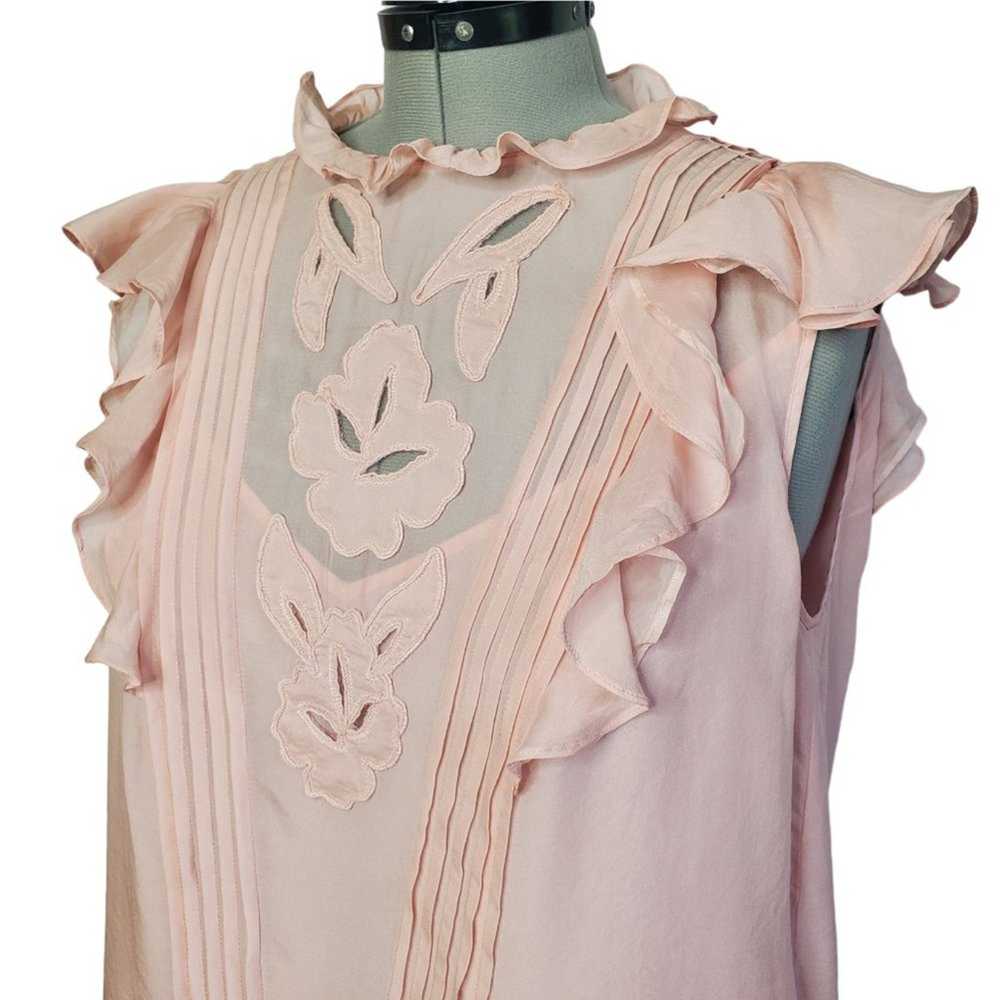 Rebecca Taylor Hana applique embroidered pink top… - image 10