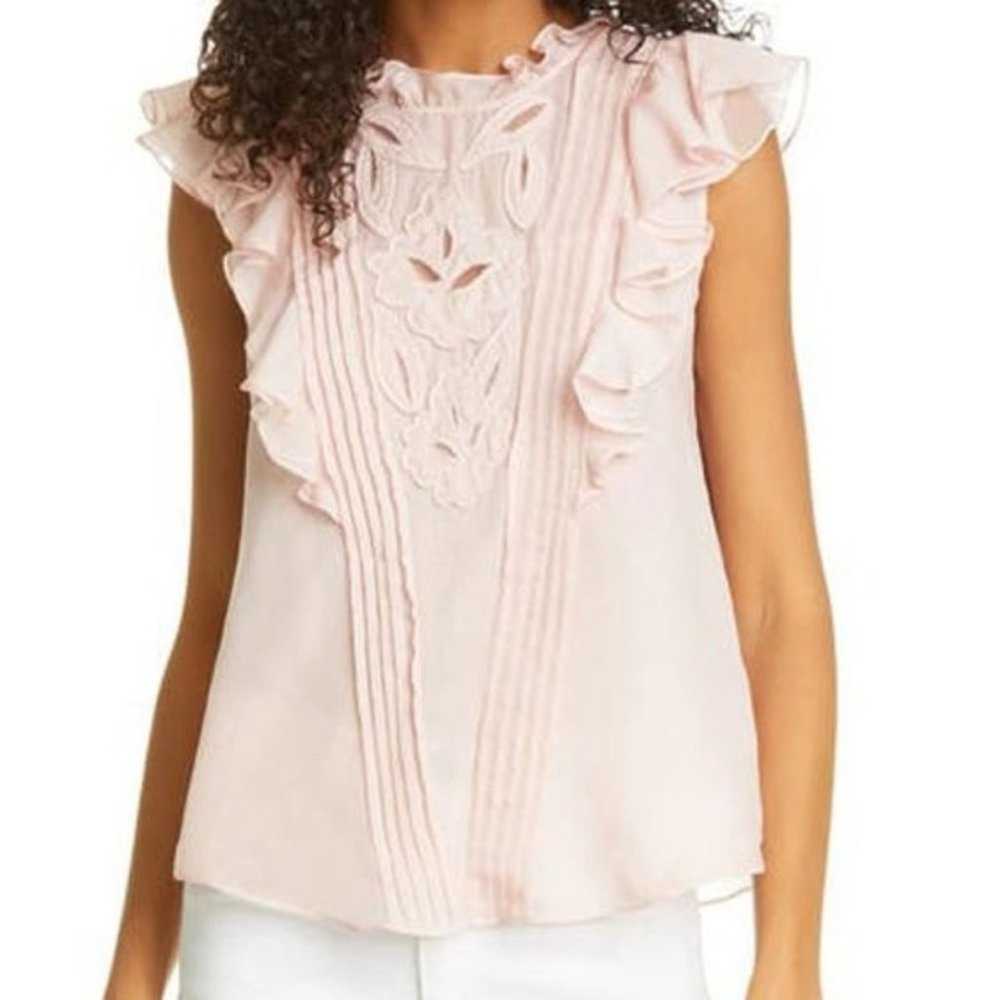 Rebecca Taylor Hana applique embroidered pink top… - image 11