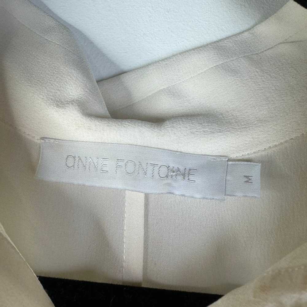 Anne Fontaine Blouse Silk Collared Off White Butt… - image 3