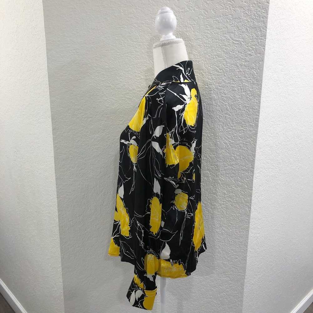 St. John Silk Yellow and Black Floral Button Up B… - image 3