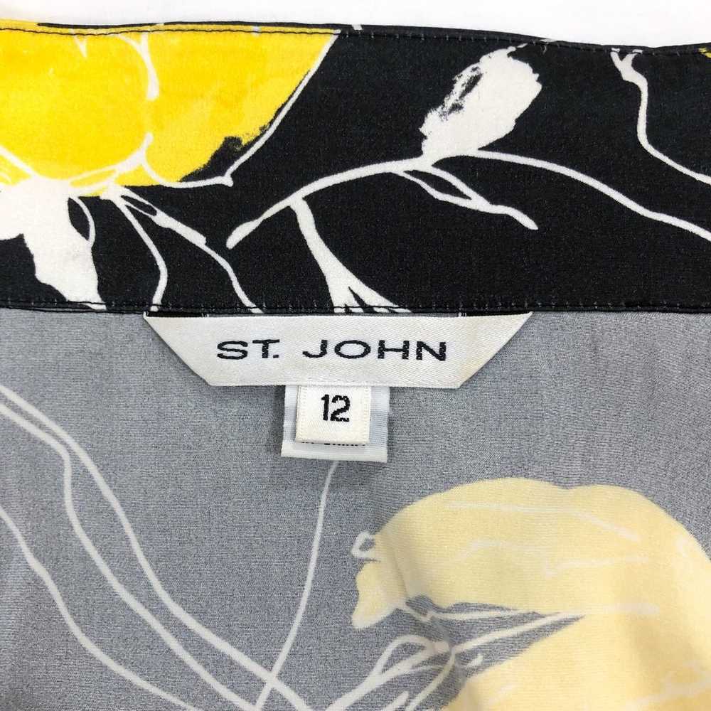 St. John Silk Yellow and Black Floral Button Up B… - image 5