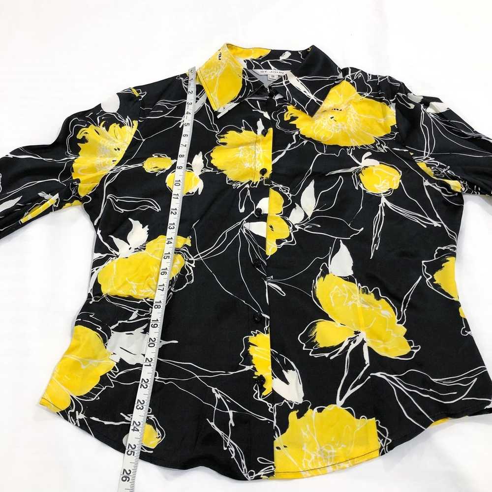 St. John Silk Yellow and Black Floral Button Up B… - image 8