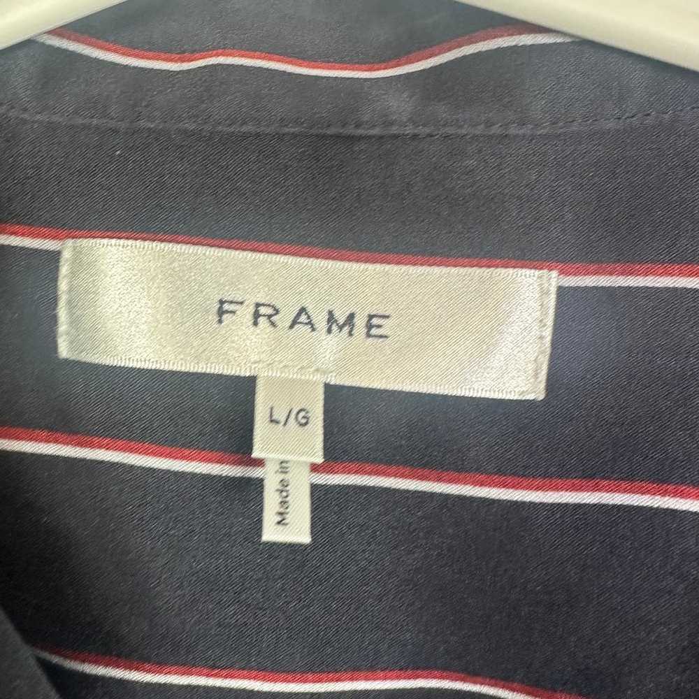 FRAME The Standard Stripe Stretch Silk Button-Up … - image 5