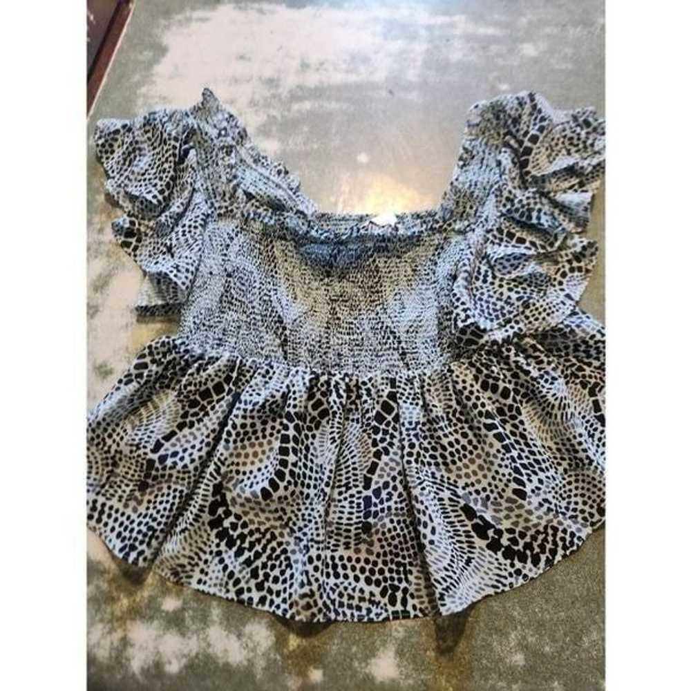 Cinq A Sept Anabelis Smocked Ruffle Top Blue Sz L… - image 3