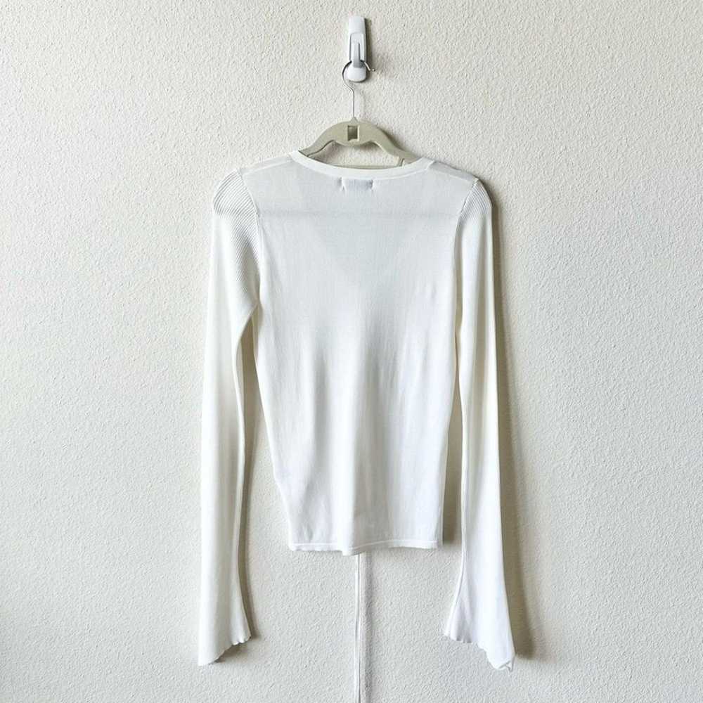 Nicholas Ruched Tie Front Knit Top in White Size … - image 5