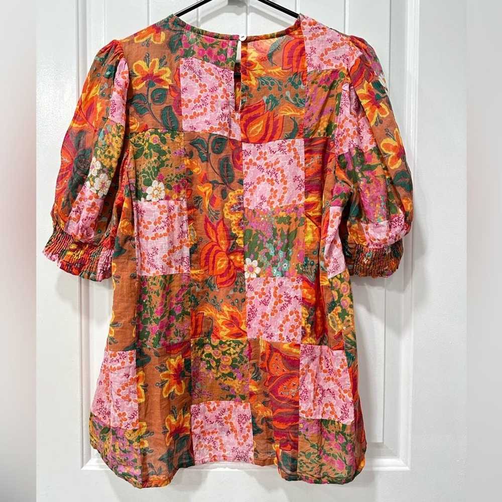 Banjanan Quilted Short-Sleeve Blouse Sz Large - image 4