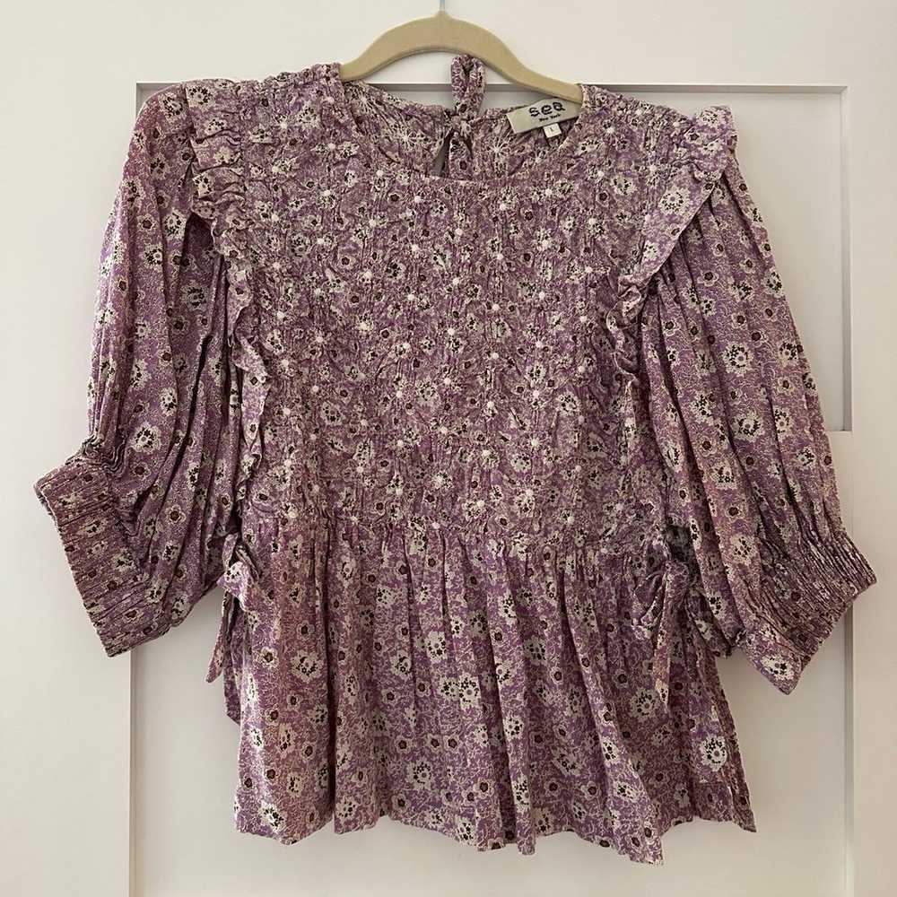 Ida puff sleeve smocked top - image 1