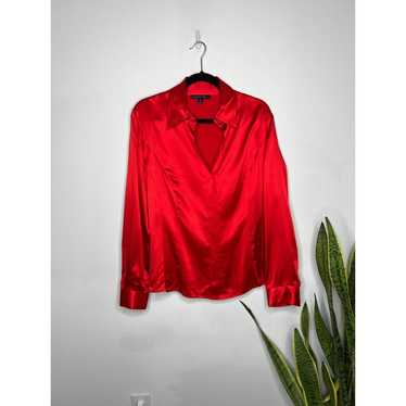 Lafayette 148 New York Red Silk Button Down Blous… - image 1