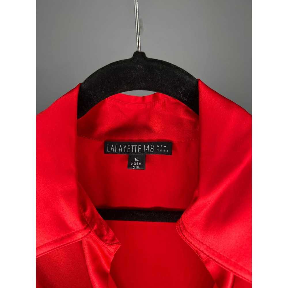 Lafayette 148 New York Red Silk Button Down Blous… - image 2