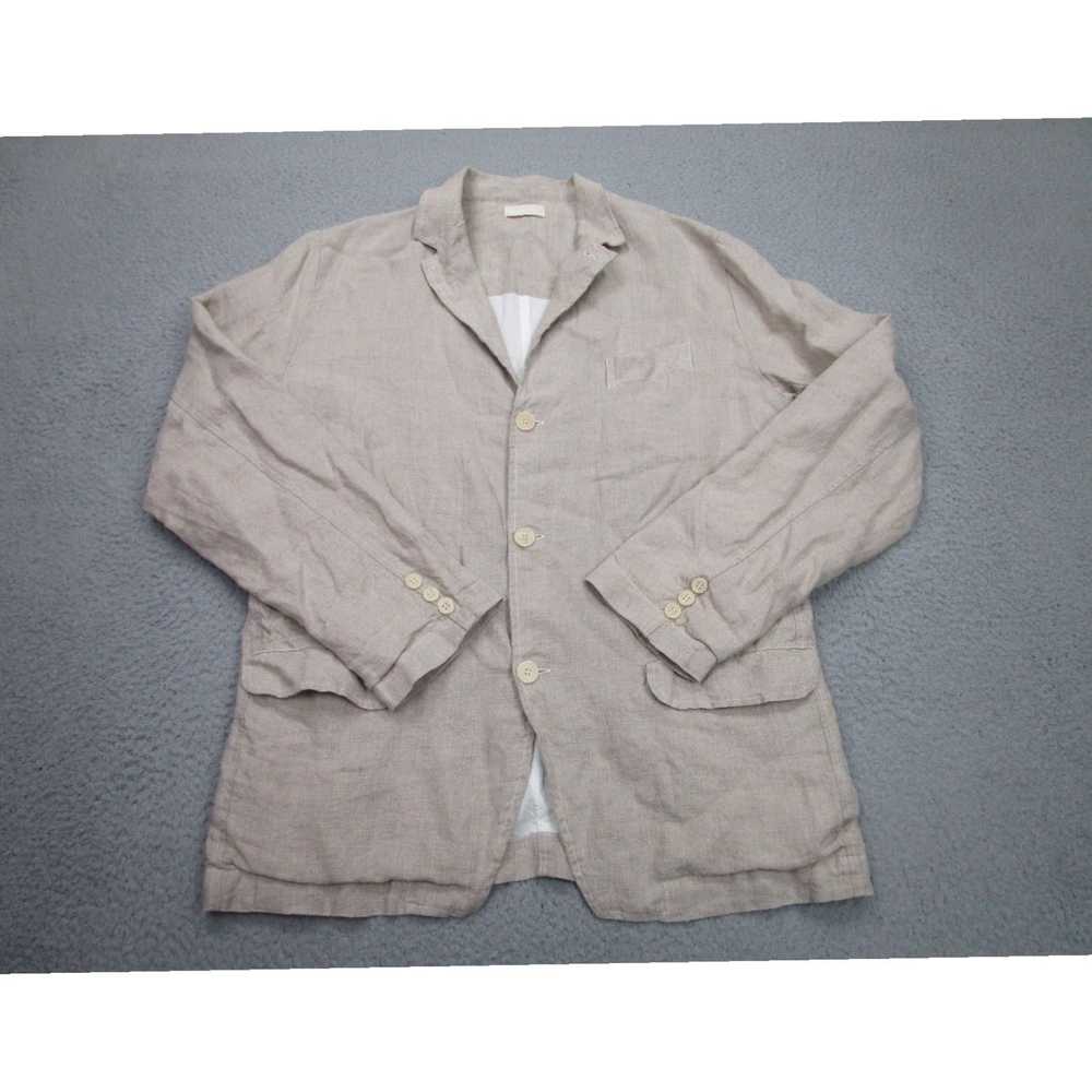 Vintage Womens Medium Beige Linen Blazer Coat Boy… - image 1