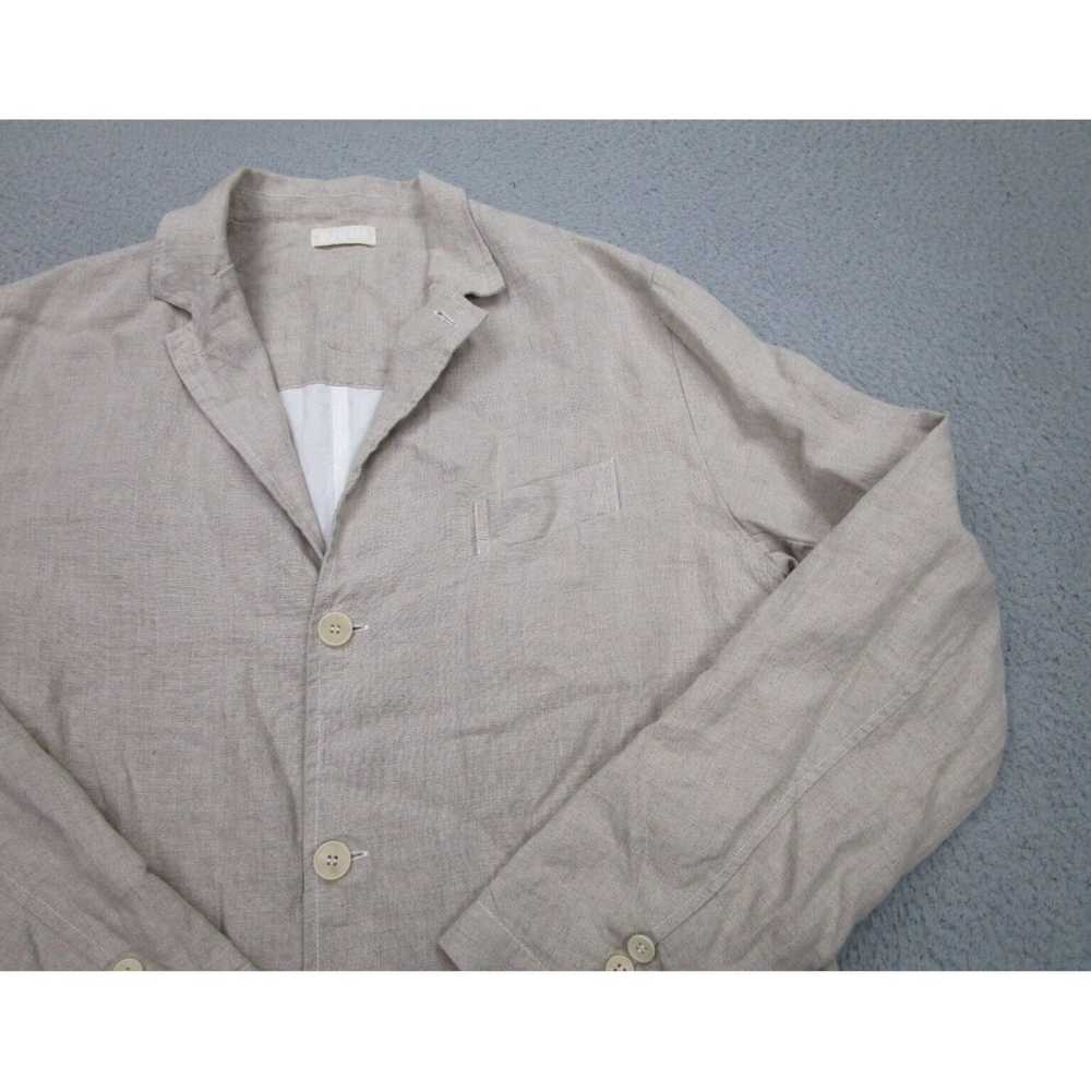 Vintage Womens Medium Beige Linen Blazer Coat Boy… - image 2