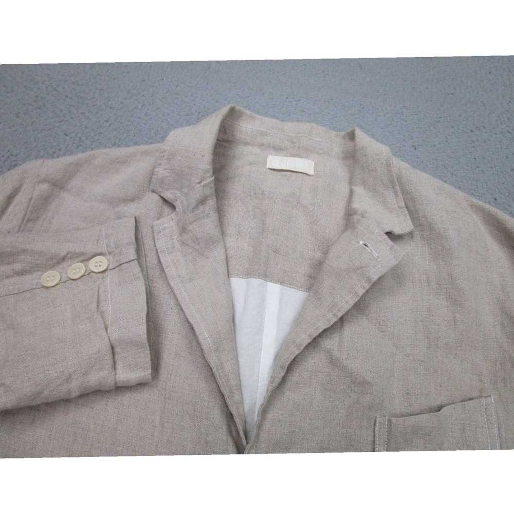 Vintage Womens Medium Beige Linen Blazer Coat Boy… - image 3