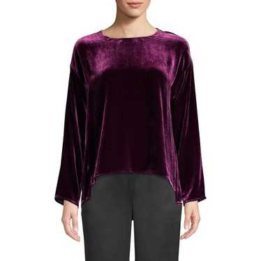 Eileen Fisher Velvet Silk Blend Top in Raisin Pur… - image 1