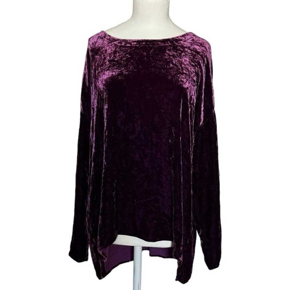 Eileen Fisher Velvet Silk Blend Top in Raisin Pur… - image 2