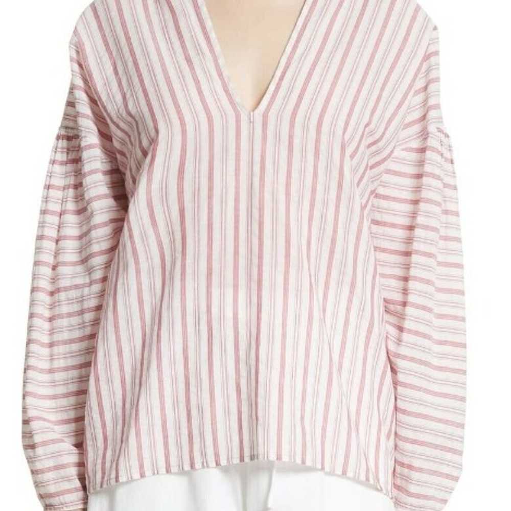 VINCE Size M Striped Cotton Top Billowy - image 3