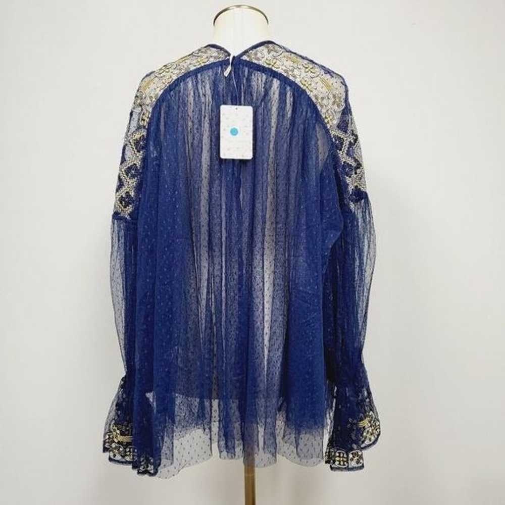 Free People Joyride Sheer Blue Top Sz M - image 6