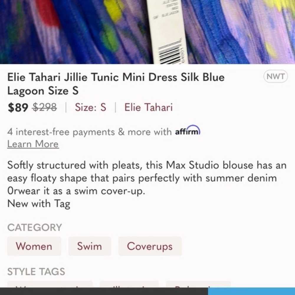 Elie Tahari Size M Jewel Tone Watercolor Pure Sil… - image 10