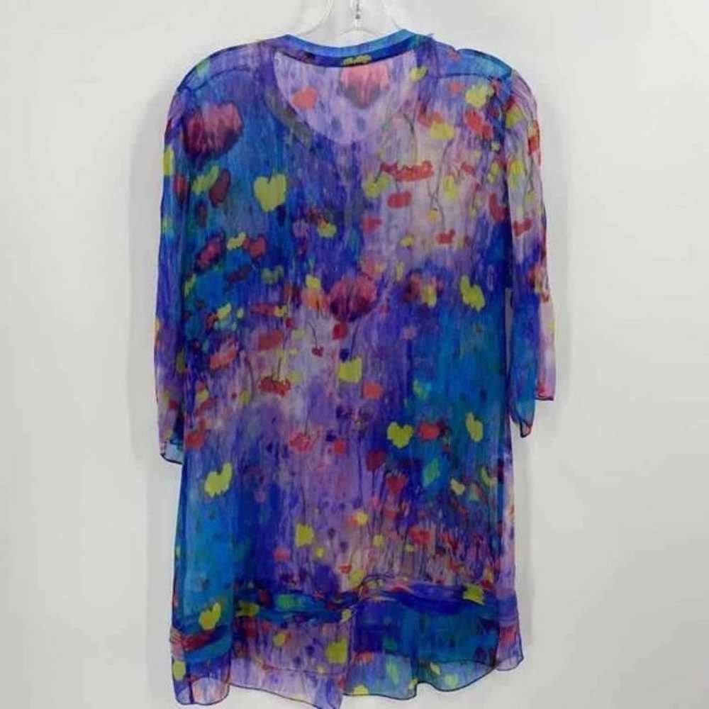 Elie Tahari Size M Jewel Tone Watercolor Pure Sil… - image 3