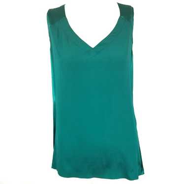 Nanette Lepore Teal 100% Silk Blouse Lg - image 1